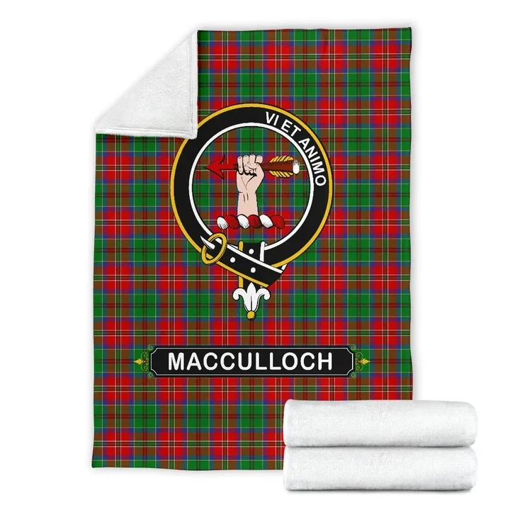 MacCulloch (McCulloch) Crest Tartan Blanket | Tartan Home Decor | Scottish Clan