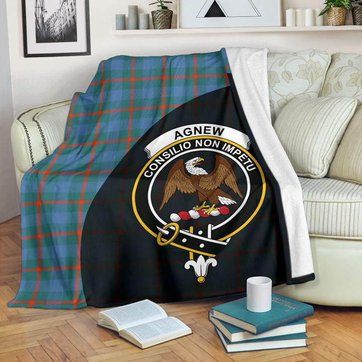 Agnew Ancient Tartan Clan Badge Premium Blanket Wave Style TH8