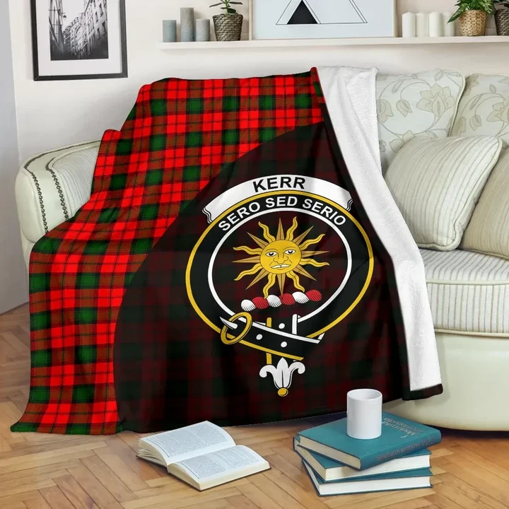 Kerr Modern Tartan Clan Badge Premium Blanket Wave Style