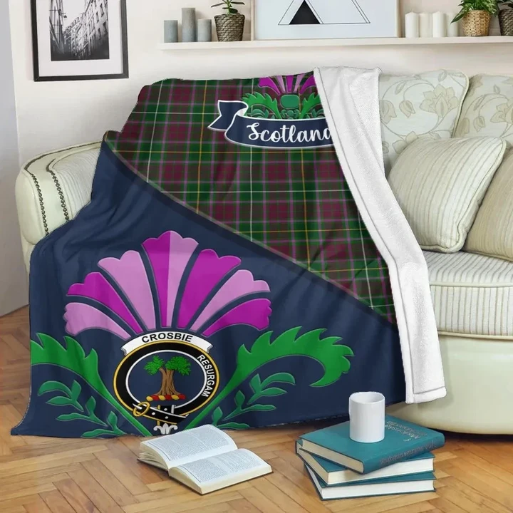 Crosbie Crest Tartan Blanket Scotland Thistle A30