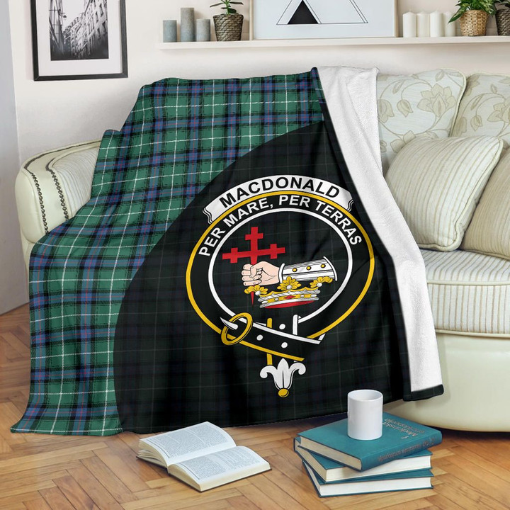 MacDonald of the Isles Hunting Ancient Tartan Clan Badge Premium Blanket Wave Style