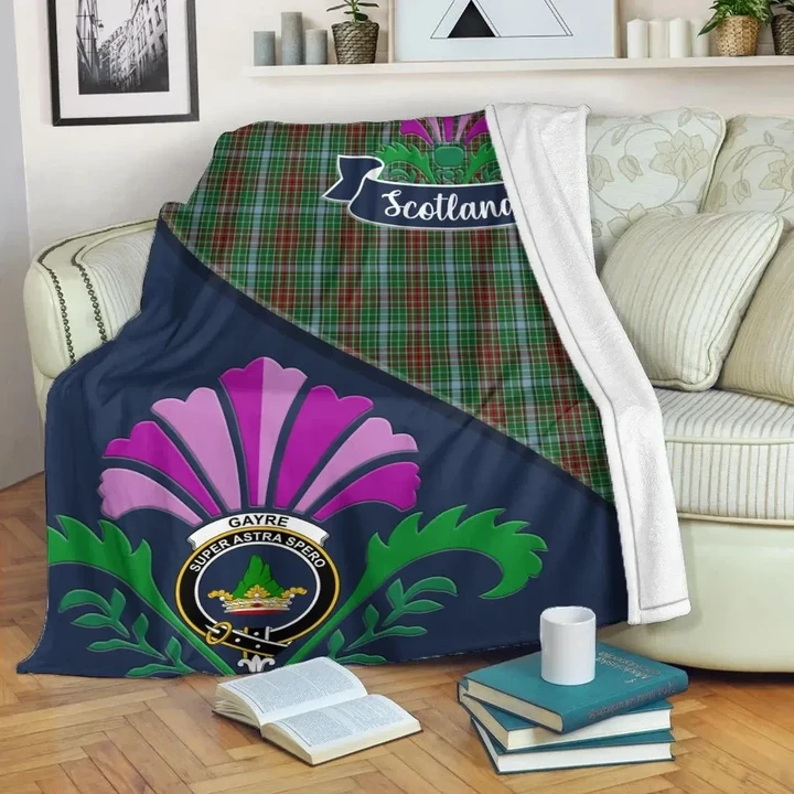 Gayre Crest Tartan Blanket Scotland Thistle A30