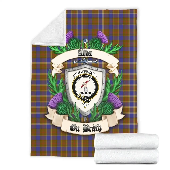 Balfour Modern Crest Tartan Blanket Thistle A91