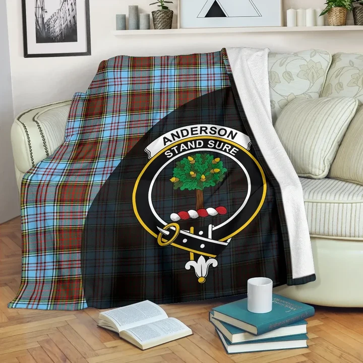 Anderson Ancient Tartan Clan Badge Premium Blanket Wave Style TH8