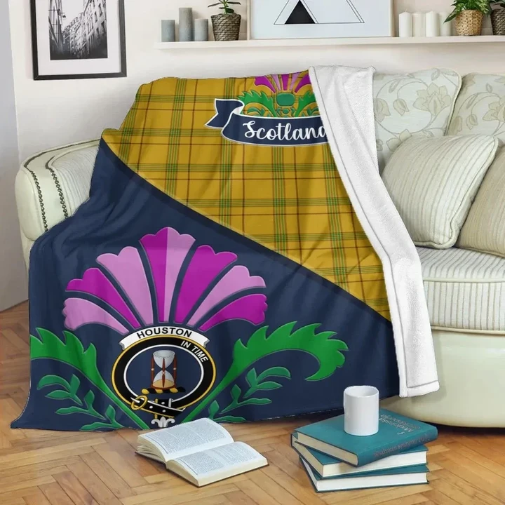 Houston Crest Tartan Blanket Scotland Thistle A30