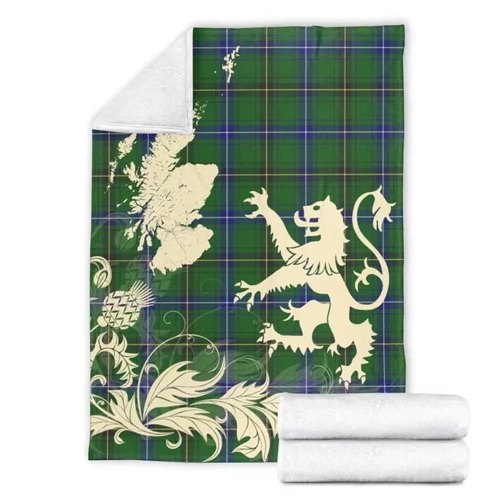 Henderson Modern Tartan Scotland Lion Thistle Map Premium Blanket