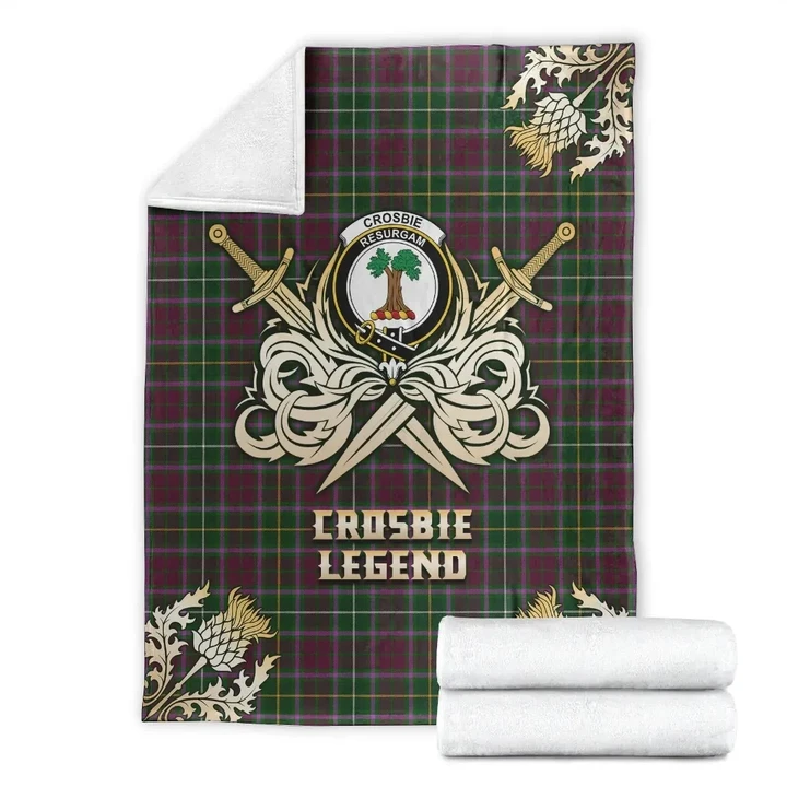 Premium Blanket Crosbie Clan Crest Gold Courage Symbol