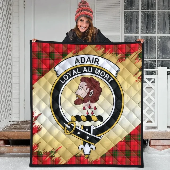 Adair Clan Crest Tartan Scotland Gold Royal Quilt K32