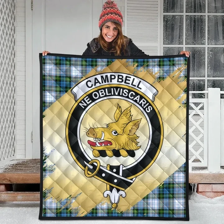 Campbell Dress Clan Crest Tartan Scotland Gold Royal Quilt K32