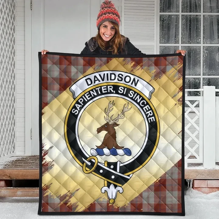 Davidson Dress Dancers Clan Crest Tartan Scotland Gold Royal Quilt K32