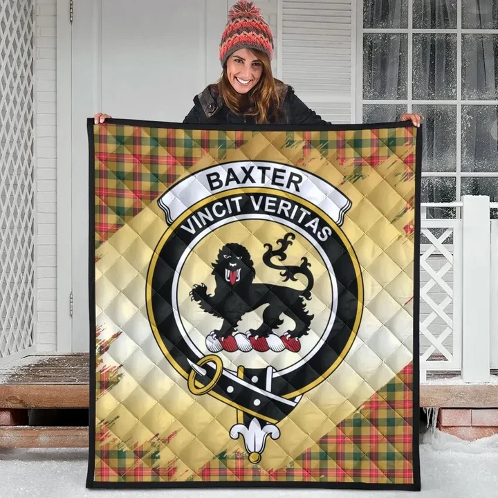 Baxter Clan Crest Tartan Scotland Gold Royal Quilt K32