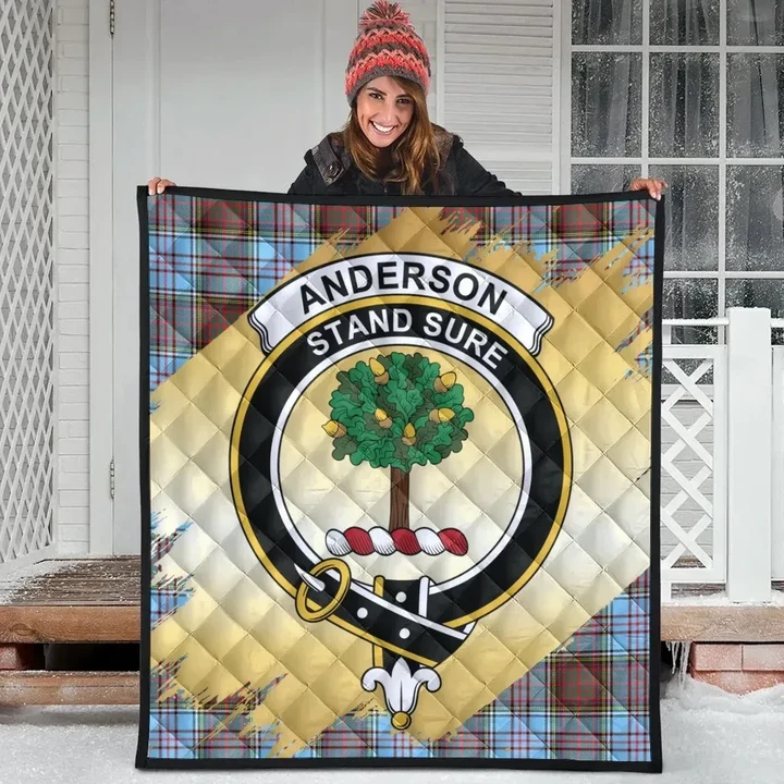 Anderson Ancient Clan Crest Tartan Scotland Gold Royal Quilt K32