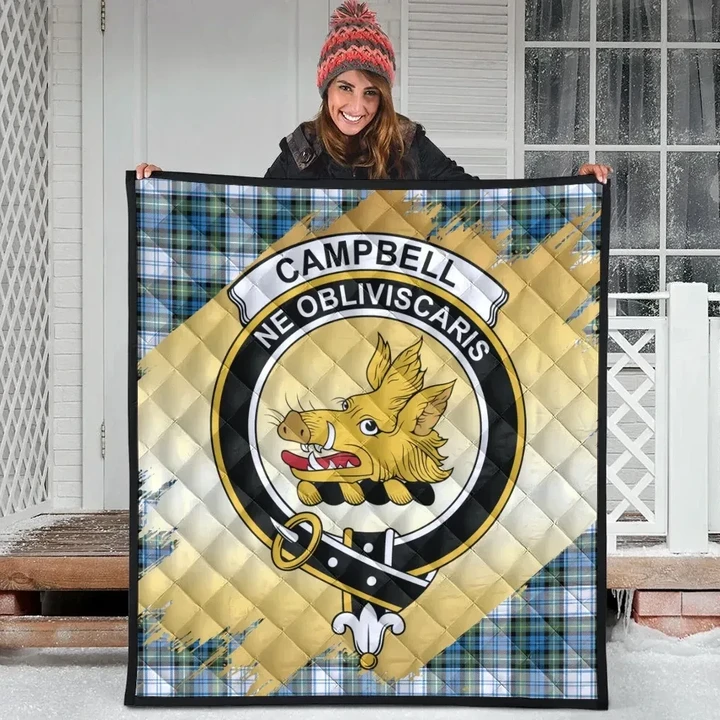Campbell Dress Ancient Clan Crest Tartan Scotland Gold Royal Quilt K32
