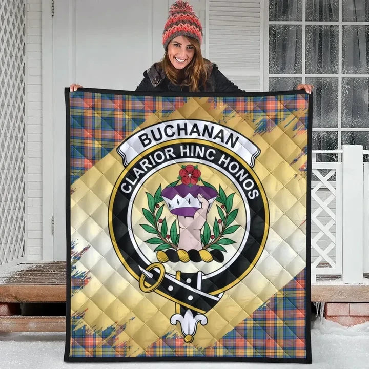 Buchanan Ancient Clan Crest Tartan Scotland Gold Royal Quilt K32