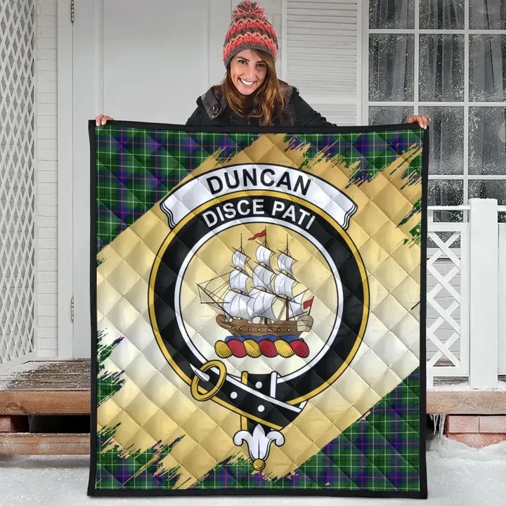 Duncan Modern Clan Crest Tartan Scotland Gold Royal Quilt K32