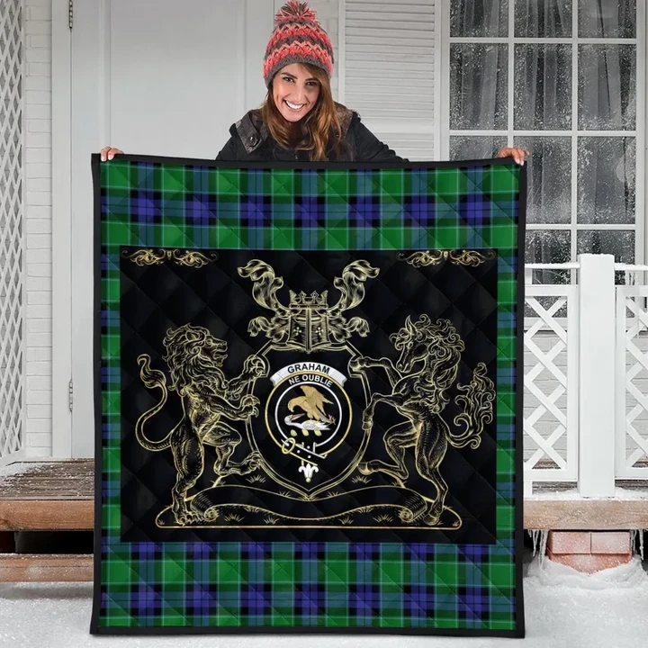 Graham of Menteith Modern Clan Royal Lion and Horse Premium Quilt