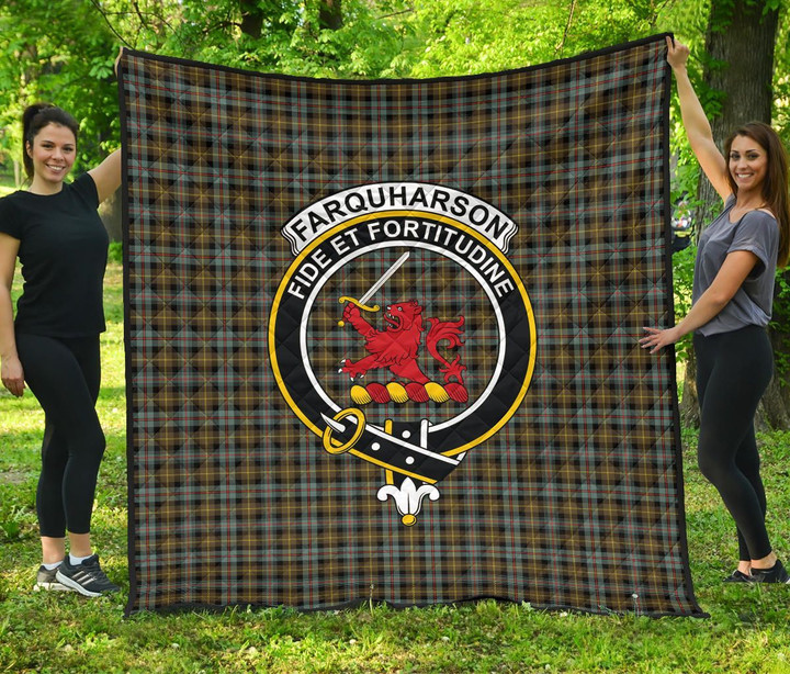 Farquharson Weathered Tartan Clan Badge Quilt TH8