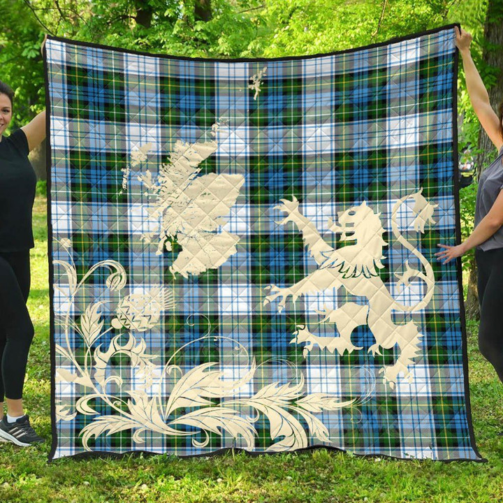 Campbell Dress Tartan Scotland Lion Thistle Map Quilt Hj4