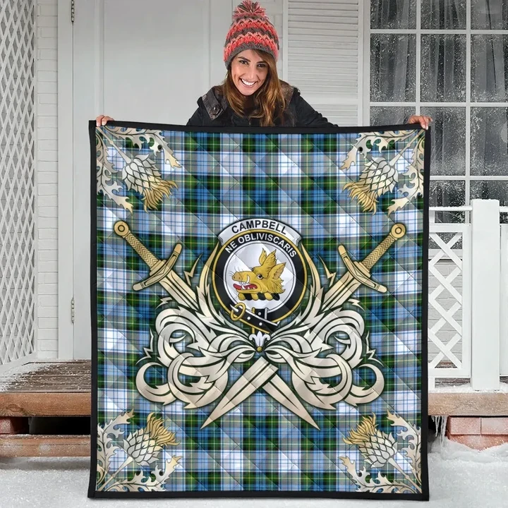 Campbell Dress Clan Crest Tartan Scotland Thistle Symbol Gold Royal Premium Quilt K32
