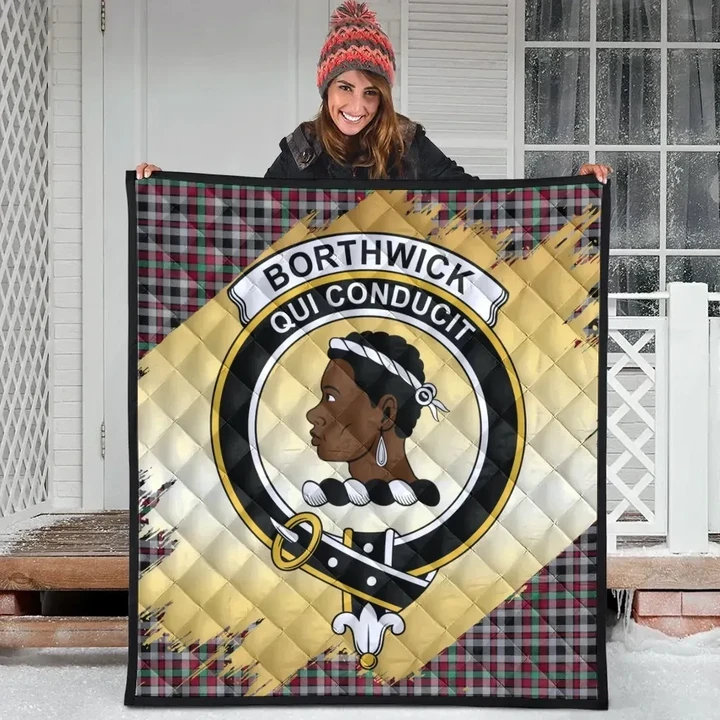 Borthwick Ancient Clan Crest Tartan Scotland Gold Royal Quilt K32