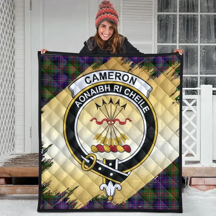 Cameron of Erracht Modern Clan Crest Tartan Scotland Gold Royal Quilt K32