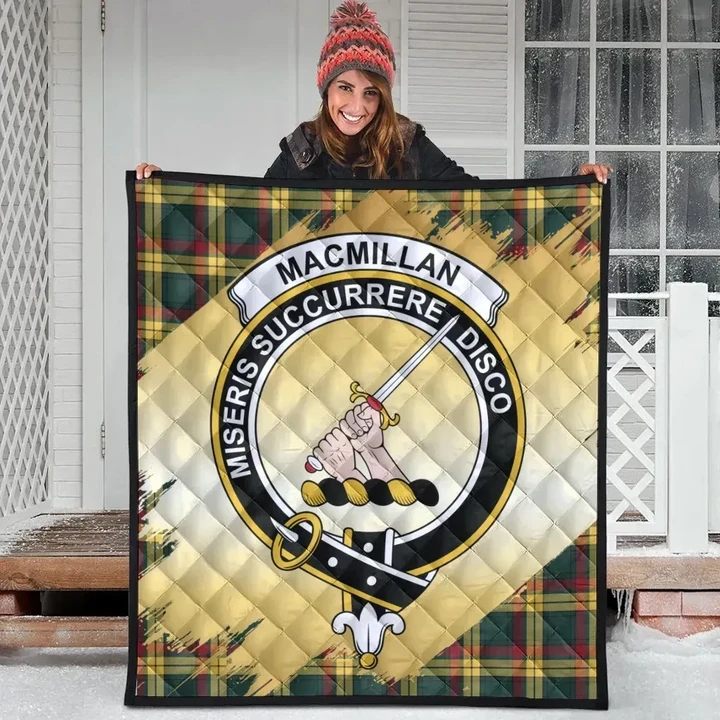 MacMillan Old Modern Clan Crest Tartan Scotland Gold Royal Premium Quilt