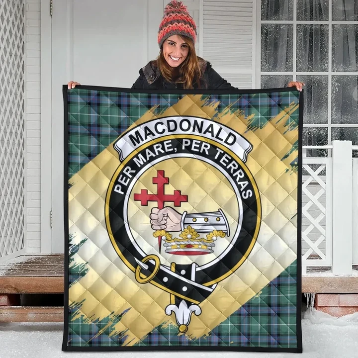 MacDonald of the Isles Hunting Ancient Clan Crest Tartan Scotland Gold Royal Premium Quilt