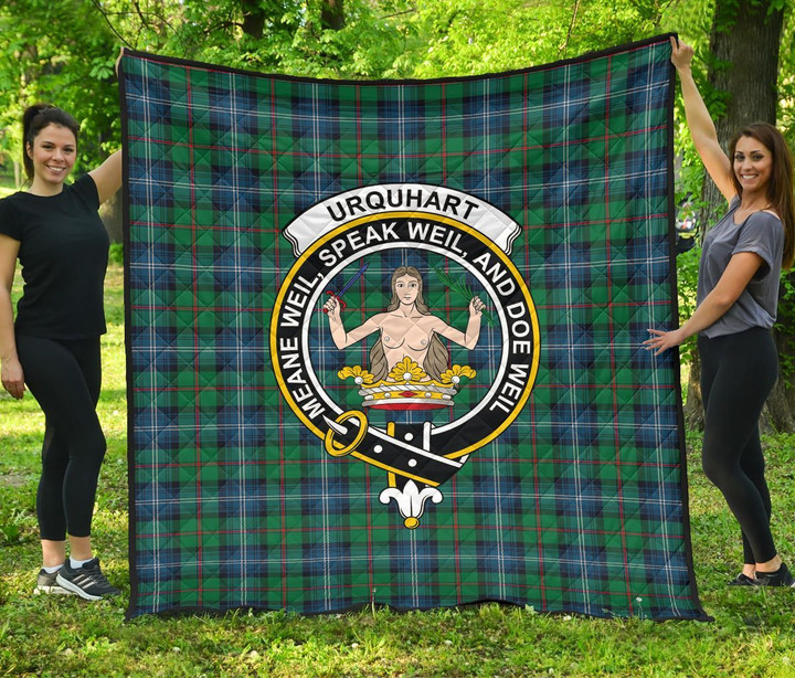 Urquhart Ancient Tartan Clan Badge Premium Quilt | Scottishclans.co