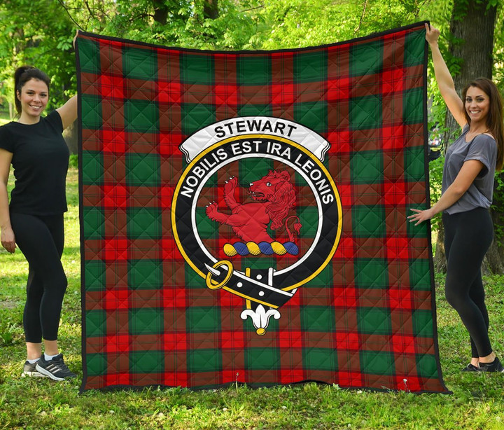 Stewart Atholl Modern Tartan Clan Badge Premium Quilt | Scottishclans.co