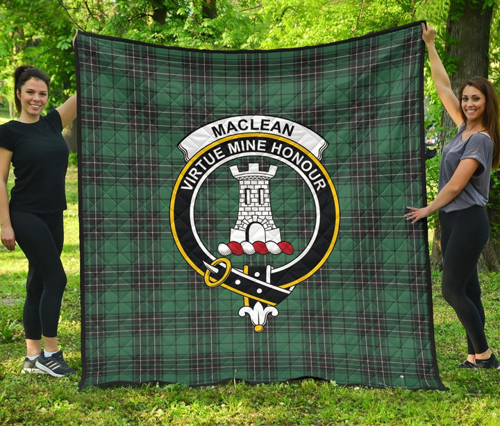 MacLean Hunting Ancient Tartan Clan Badge Premium Quilt | Scottishclans.co