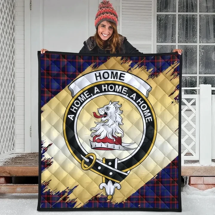 Home Modern Clan Crest Tartan Scotland Gold Royal Premium Quilt