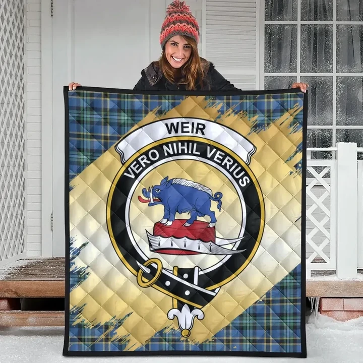 Weir Ancient Clan Crest Tartan Scotland Gold Royal Premium Quilt