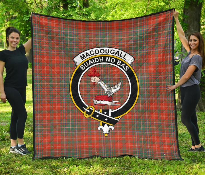 MacDougall Ancient Tartan Clan Badge Premium Quilt | Scottishclans.co