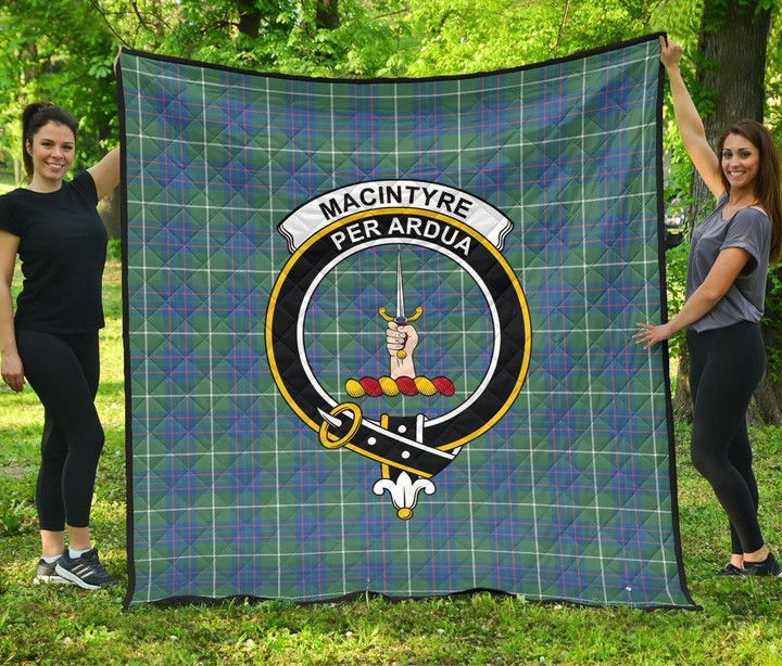 MacIntyre Hunting Ancient Tartan Clan Badge Premium Quilt | Scottishclans.co