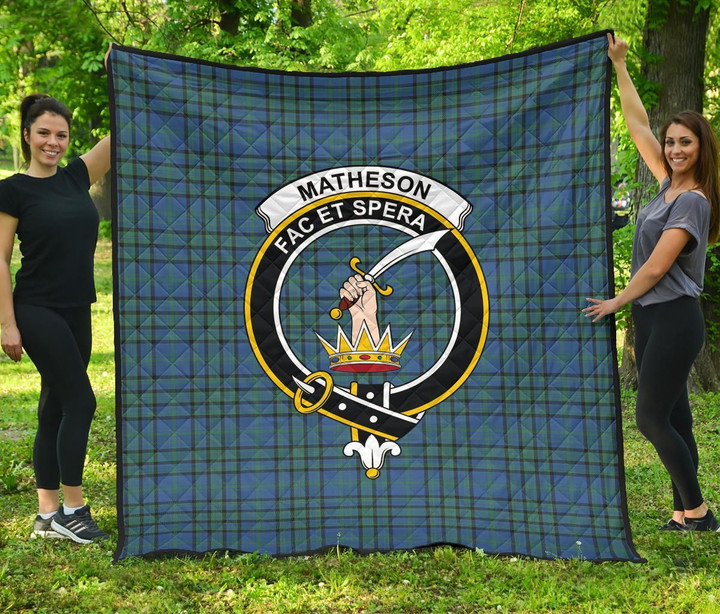 Matheson Hunting Ancient Tartan Clan Badge Premium Quilt | Scottishclans.co