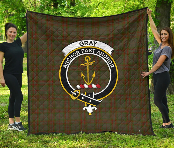 Gray Tartan Clan Badge Premium Quilt | Scottishclans.co