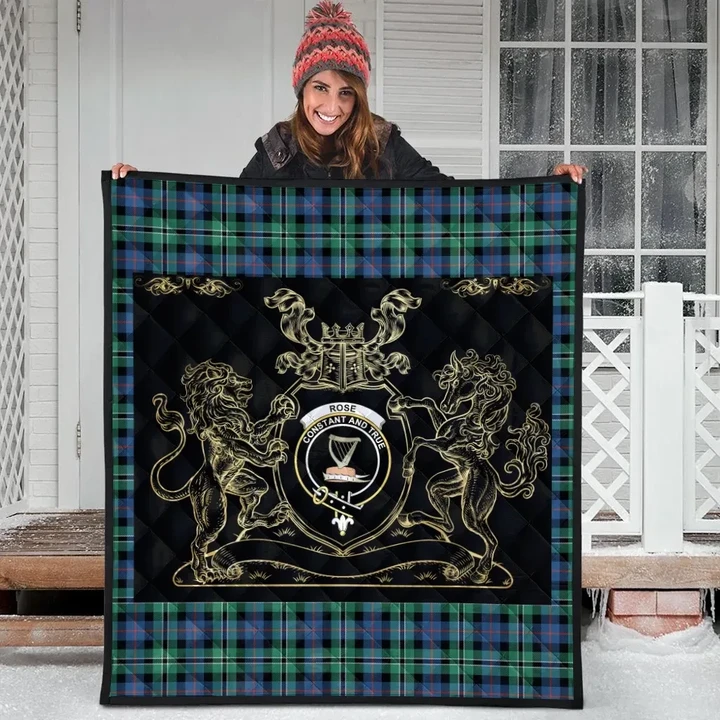 Rose Hunting Ancient Clan Royal Lion and Horse Premium Quilt
