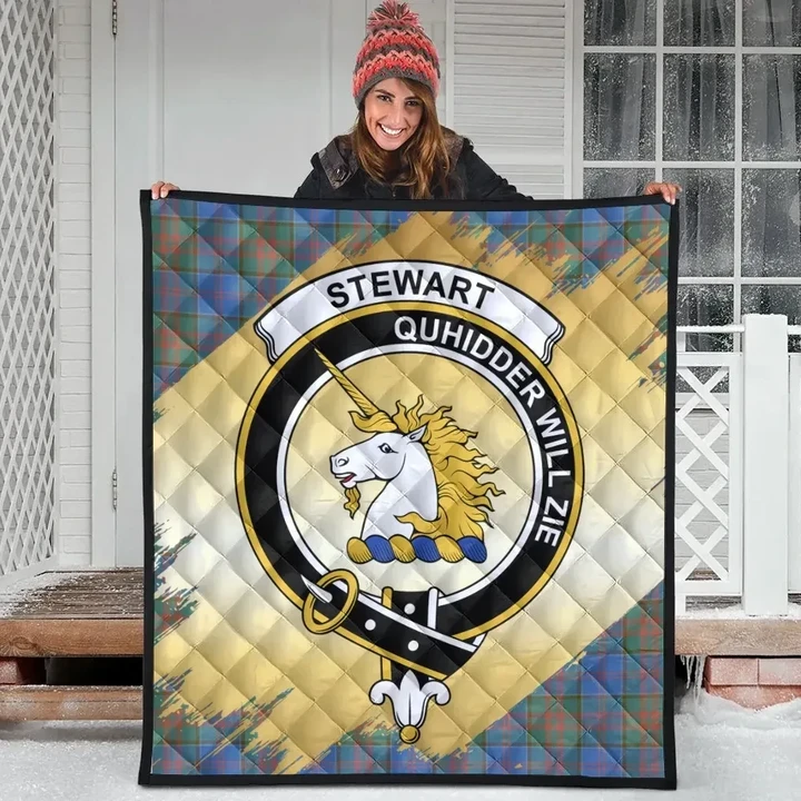 Stewart of Appin Hunting Ancient Clan Crest Tartan Scotland Gold Royal Premium Quilt