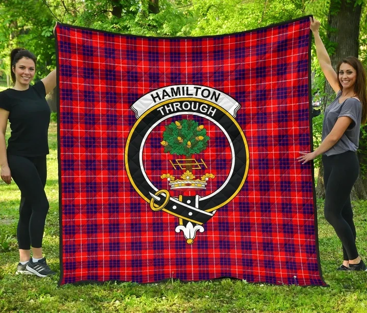 Hamilton Modern Tartan Clan Badge Premium Quilt | Scottishclans.co