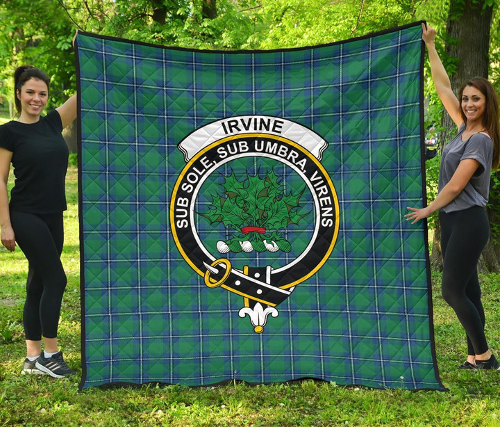 Irvine Ancient Tartan Clan Badge Premium Quilt | Scottishclans.co