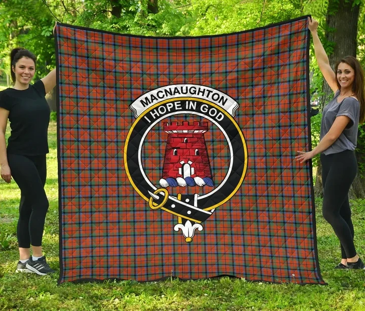 MacNaughton Ancient Tartan Clan Badge Premium Quilt | Scottishclans.co