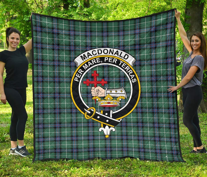 MacDonald of the Isles Hunting Ancient Tartan Clan Badge Premium Quilt | Scottishclans.co
