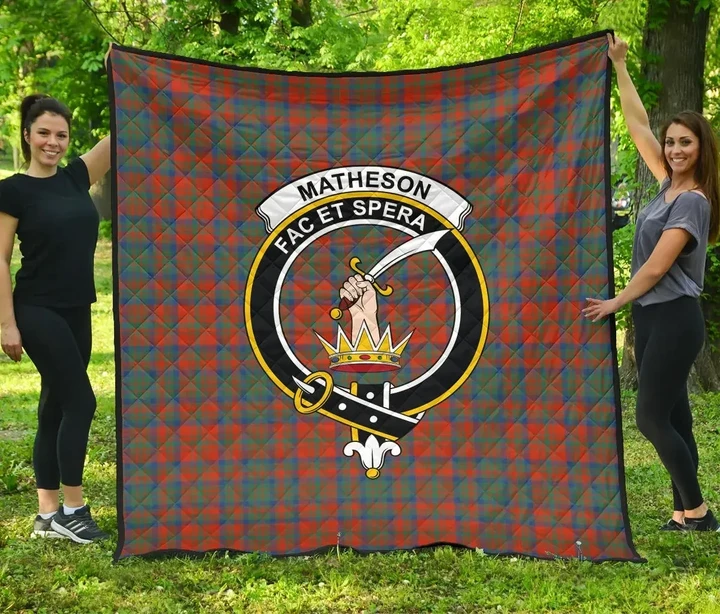 Matheson Ancient Tartan Clan Badge Premium Quilt | Scottishclans.co