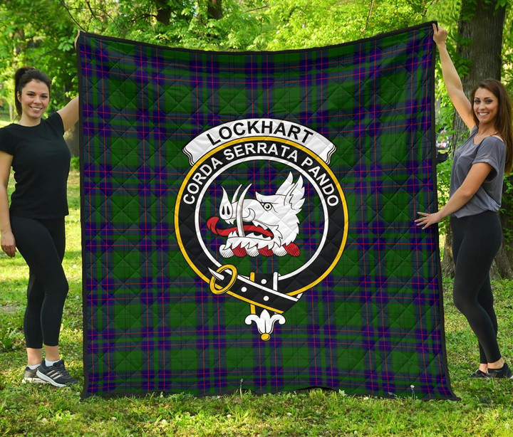 Lockhart Modern Tartan Clan Badge Premium Quilt | Scottishclans.co