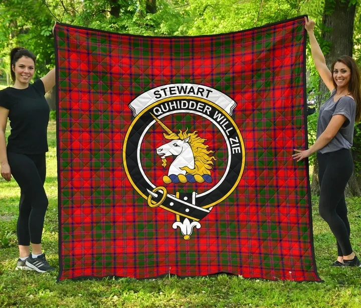 Stewart of Appin Modern Tartan Clan Badge Premium Quilt | Scottishclans.co