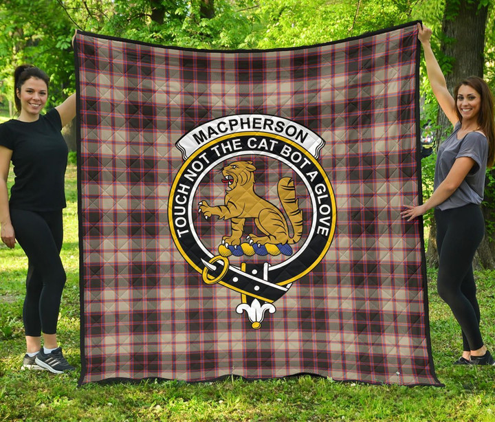 MacPherson Hunting Ancient Tartan Clan Badge Premium Quilt | Scottishclans.co