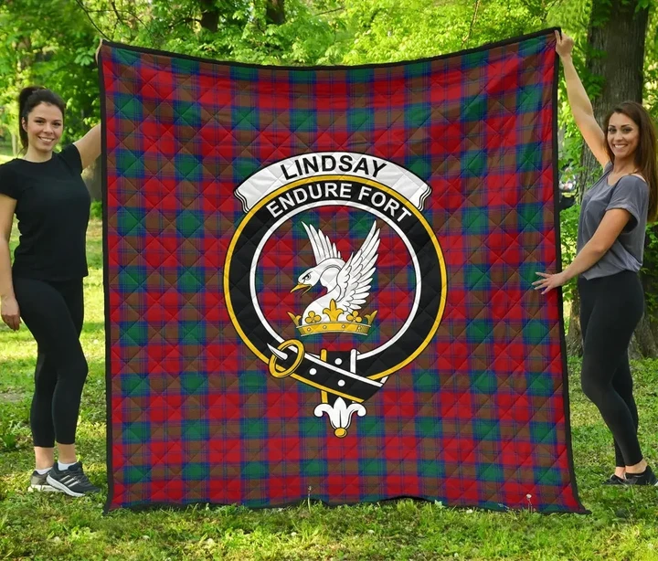 Lindsay Modern Tartan Clan Badge Premium Quilt | Scottishclans.co