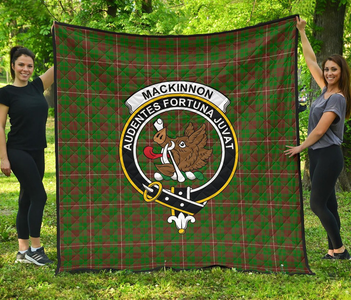 MacKinnon Hunting Modern Tartan Clan Badge Premium Quilt | Scottishclans.co