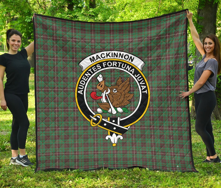 MacKinnon Hunting Ancient Tartan Clan Badge Premium Quilt | Scottishclans.co