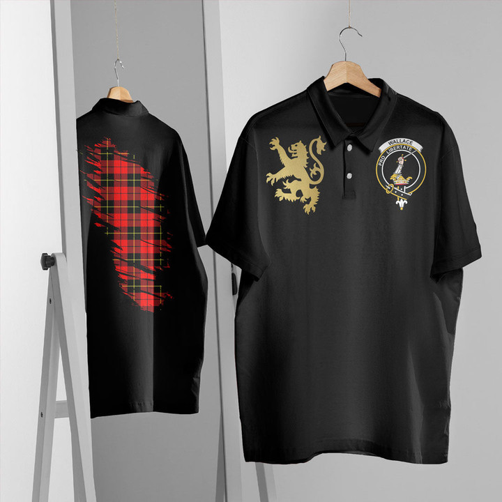 Scottish Wallace Hunting Ancient Tartan Crest Polo Shirt Scotland In My Bone With Golden Rampant